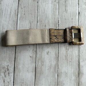 PREOWNED CALVIN KLEIN GENUINE LEATHER TAN CHUNKY BELT SIZE MEDIUM LARGE SNAKE